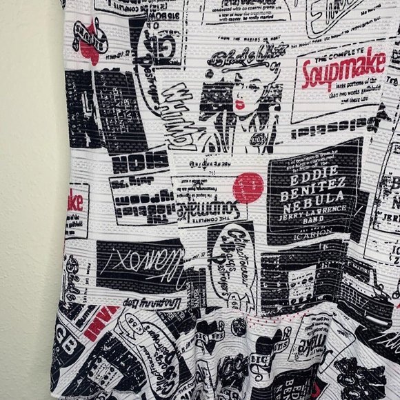 Le Grenier Women's Dress Size M Sleeveless Tiered Graphic Print Black & White - Picture 4 of 8